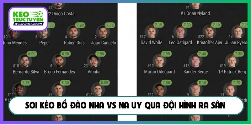 Soi kèo Bồ Đào Nha vs Na Uy qua đội hình ra sân