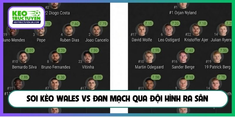 Soi kèo Wales vs Đan Mạch qua đội hình ra sân